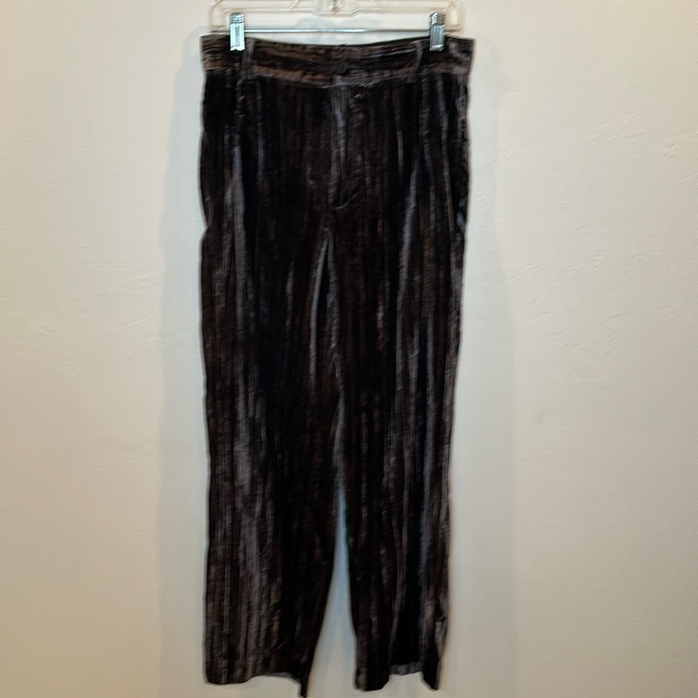 ZARA WIDE LEGGED CRUSHED VELVET TROUSER. - Picture 2 of 7